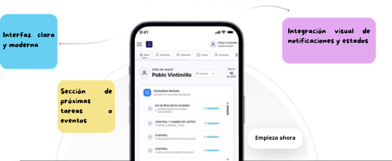 Interfaz clara y moderna